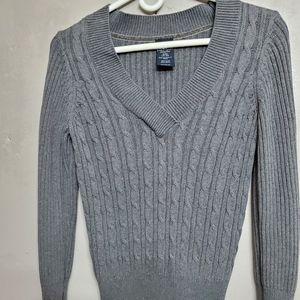 Grey Nice pullover V- neck sweater